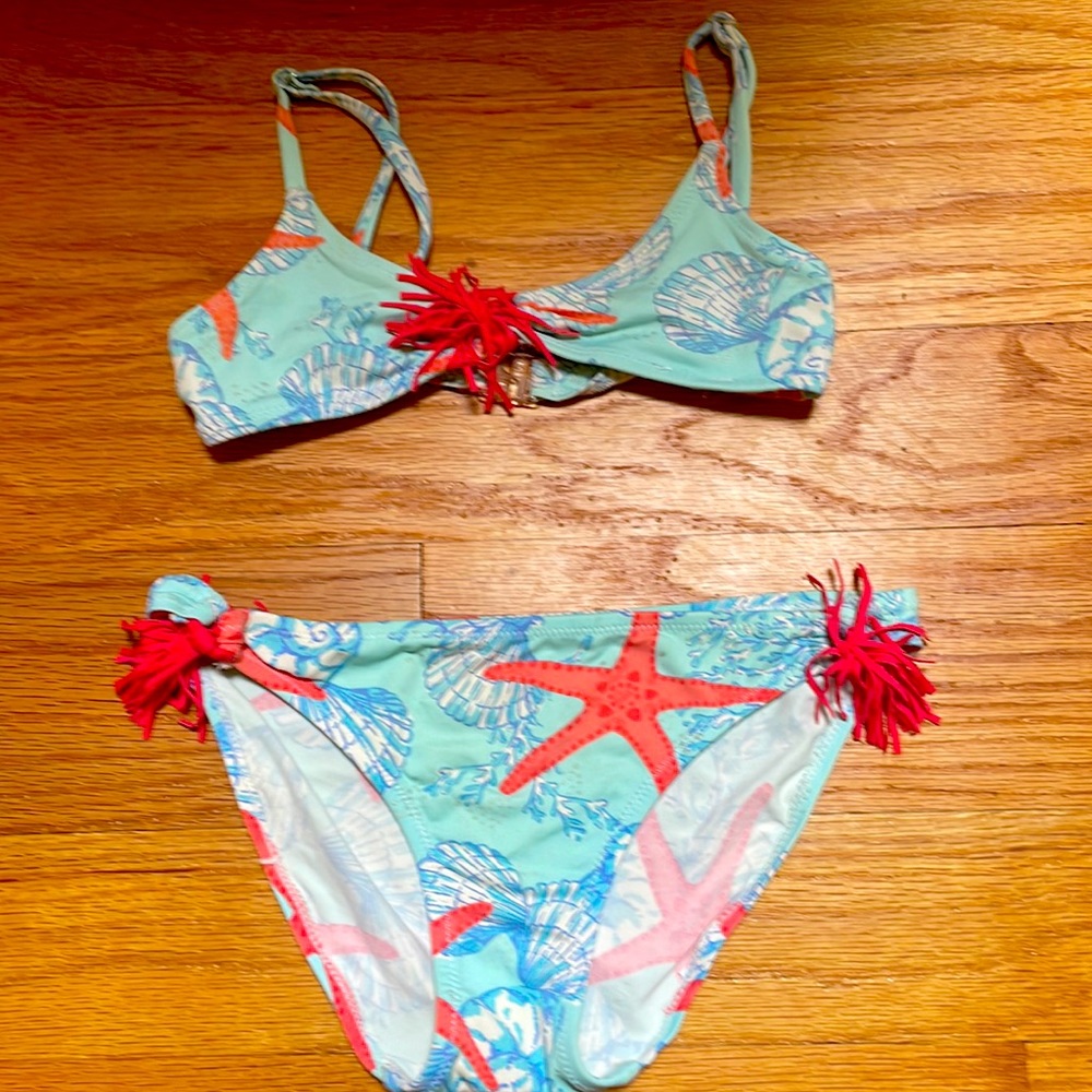 ZARA blue coral bikini set size 3-4 girls